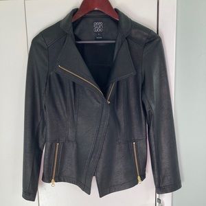 Black Liquid Leather Jacket - Clara Sun Woo